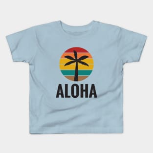 Aloha Palm Tree Sunset 70s Kids T-Shirt